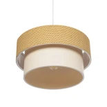 GloboStar® LIVI 203-0174 Μοντέρνο Κρεμαστό Φωτιστικό Καπέλο Μονόφωτο 1 x E27 IP20 Μπεζ Ύφασμα - Μ38 x Π38 x Υ30cm