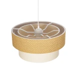 GloboStar® LIVI 203-0174 Μοντέρνο Κρεμαστό Φωτιστικό Καπέλο Μονόφωτο 1 x E27 IP20 Μπεζ Ύφασμα - Μ38 x Π38 x Υ30cm
