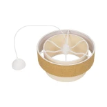 GloboStar® LIVI 203-0174 Μοντέρνο Κρεμαστό Φωτιστικό Καπέλο Μονόφωτο 1 x E27 IP20 Μπεζ Ύφασμα - Μ38 x Π38 x Υ30cm