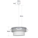 GloboStar® LIVI 203-0175 Μοντέρνο Κρεμαστό Φωτιστικό Καπέλο Μονόφωτο 1 x E27 IP20 Σκούρο Καφέ & Μπεζ Ύφασμα - Μ38 x Π38 x Υ30cm