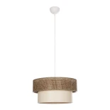 GloboStar® LIVI 203-0175 Μοντέρνο Κρεμαστό Φωτιστικό Καπέλο Μονόφωτο 1 x E27 IP20 Σκούρο Καφέ & Μπεζ Ύφασμα - Μ38 x Π38 x Υ30cm