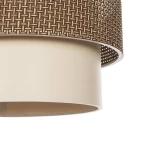 GloboStar® LIVI 203-0175 Μοντέρνο Κρεμαστό Φωτιστικό Καπέλο Μονόφωτο 1 x E27 IP20 Σκούρο Καφέ & Μπεζ Ύφασμα - Μ38 x Π38 x Υ30cm