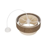 GloboStar® LIVI 203-0175 Μοντέρνο Κρεμαστό Φωτιστικό Καπέλο Μονόφωτο 1 x E27 IP20 Σκούρο Καφέ & Μπεζ Ύφασμα - Μ38 x Π38 x Υ30cm