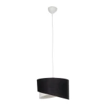 GloboStar® LILI 203-0176 Μοντέρνο Κρεμαστό Φωτιστικό Καπέλο Μονόφωτο 1 x E27 IP20 Μαύρο & Λευκό Ύφασμα - Μ30 x Π30 x Υ22cm