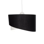 GloboStar® LILI 203-0176 Μοντέρνο Κρεμαστό Φωτιστικό Καπέλο Μονόφωτο 1 x E27 IP20 Μαύρο & Λευκό Ύφασμα - Μ30 x Π30 x Υ22cm
