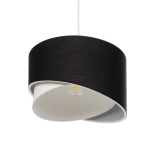 GloboStar® LILI 203-0176 Μοντέρνο Κρεμαστό Φωτιστικό Καπέλο Μονόφωτο 1 x E27 IP20 Μαύρο & Λευκό Ύφασμα - Μ30 x Π30 x Υ22cm