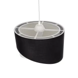 GloboStar® LILI 203-0176 Μοντέρνο Κρεμαστό Φωτιστικό Καπέλο Μονόφωτο 1 x E27 IP20 Μαύρο & Λευκό Ύφασμα - Μ30 x Π30 x Υ22cm