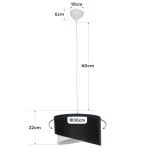 GloboStar® LILI 203-0177 Μοντέρνο Κρεμαστό Φωτιστικό Καπέλο Μονόφωτο 1 x E27 IP20 Σκούρο Καφέ & Μαύρο Ύφασμα - Μ30 x Π30 x Υ22cm