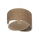 GloboStar® LILI 203-0177 Μοντέρνο Κρεμαστό Φωτιστικό Καπέλο Μονόφωτο 1 x E27 IP20 Σκούρο Καφέ & Μαύρο Ύφασμα - Μ30 x Π30 x Υ22cm
