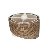 GloboStar® LILI 203-0177 Μοντέρνο Κρεμαστό Φωτιστικό Καπέλο Μονόφωτο 1 x E27 IP20 Σκούρο Καφέ & Μαύρο Ύφασμα - Μ30 x Π30 x Υ22cm