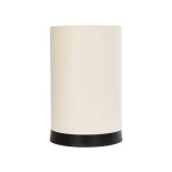 GloboStar® CYLINDER 203-0183 Μοντέρνο Επιτραπέζιο Φωτιστικό Πορτατίφ Μονόφωτο 1 x E27 IP20 Μαύρο Μέταλλο με Λευκό Υφασμα - Μ14 x Π14 x Υ21cm