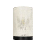 GloboStar® CYLINDER 203-0184 Μοντέρνο Επιτραπέζιο Φωτιστικό Μονόφωτο 1 x E27 IP20 Μαύρη Βάση με Λευκό Διάτρητο Υφασμα - Μ14 x Π14 x Υ21cm