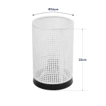 GloboStar® CYLINDER 203-0184 Μοντέρνο Επιτραπέζιο Φωτιστικό Μονόφωτο 1 x E27 IP20 Μαύρη Βάση με Λευκό Διάτρητο Υφασμα - Μ14 x Π14 x Υ21cm