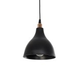 GloboStar® RADE 203-0124 Μοντέρνο Κρεμαστό Φωτιστικό Καμπάνα Μονόφωτο 1 x E27 IP20 Μαύρο με Χρυσό Πλαστικό - Μ18.5 x Π18.5 x Υ23cm