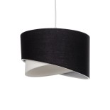 GloboStar® LILI 203-0176 Μοντέρνο Κρεμαστό Φωτιστικό Καπέλο Μονόφωτο 1 x E27 IP20 Μαύρο & Λευκό Ύφασμα - Μ30 x Π30 x Υ22cm