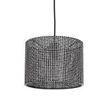 GloboStar® CLAIRIE 203-0133 Μοντέρνο Κρεμαστό Φωτιστικό Καπέλο Μονόφωτο 1 x E27 IP20 Γκρι Ύφασμα - Μ22 x Π22 x Υ18cm