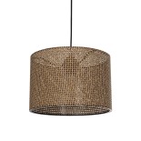 GloboStar® CLAIRIE 203-0135 Μοντέρνο Κρεμαστό Φωτιστικό Καπέλο Μονόφωτο 1 x E27 IP20 Καφέ Ύφασμα - Μ30 x Π30 x Υ22cm