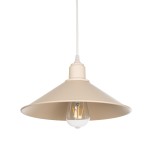 GloboStar® FERRO 203-0086 Μοντέρνο Κρεμαστό Φωτιστικό Καμπάνα Μονόφωτο 1 x E27 IP20 Μπεζ Πλαστικό - Μ30 x Π30 x Υ15cm