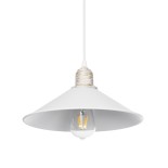 GloboStar® FERRO 203-0083 Μοντέρνο Κρεμαστό Φωτιστικό Καμπάνα Μονόφωτο 1 x E27 IP20 Λευκό & Χρυσό Πλαστικό - Μ30 x Π30 x Υ15cm