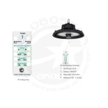 GLOBOSTAR® INDUSTRY 61705 Βιομηχανικό Φωτιστικό Καμπάνα High Bay UFO Τεχνολογίας Smart Group Linkable Control System 2.4Ghz με Αισθητήρα Κίνησης Microwave LED 150W 22500lm SDCM<5 90° AC 85-265V Αδιάβροχο IP65 IK08 Μαύρο Χυτό Αλουμίνιο - Φυσικό Λευκό 5000K