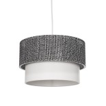 GloboStar® SISSIE 203-0139 Μοντέρνο Κρεμαστό Φωτιστικό Καπέλο Μονόφωτο 1 x E27 IP20 Μαύρο & Λευκό Ύφασμα - Μ30 x Π30 x Υ23cm
