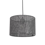 GloboStar® CLAIRIE 203-0136 Μοντέρνο Κρεμαστό Φωτιστικό Καπέλο Μονόφωτο 1 x E27 IP20 Μαύρο Ύφασμα - Μ30 x Π30 x Υ22cm