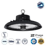 GLOBOSTAR® INDUSTRY 61706 Βιομηχανικό Φωτιστικό Καμπάνα High Bay UFO Τεχνολογίας Smart Group Linkable Control System 2.4Ghz με Αισθητήρα Κίνησης Microwave LED 200W 30000lm SDCM<5 90° AC 85-265V Αδιάβροχο IP65 IK08 Μαύρο Χυτό Αλουμίνιο - Φυσικό Λευκό 5000K