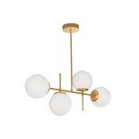 GloboStar® GLOBUS 203-0105 Μοντέρνο Φωτιστικό Οροφής Μπάλα Πολύφωτο 4 x E27 IP20 Χρυσό Μέταλλο με Λευκό Γυαλί - Μ70 x Π15 x Υ34cm