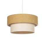 GloboStar® LIVI 203-0174 Μοντέρνο Κρεμαστό Φωτιστικό Καπέλο Μονόφωτο 1 x E27 IP20 Μπεζ Ύφασμα - Μ38 x Π38 x Υ30cm