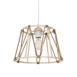 GloboStar® JUTE 203-0092 Μοντέρνο Κρεμαστό Φωτιστικό Σχοινί Μονόφωτο 1 x E27 IP20 Μπεζ Πλαστικό με Μπεζ Σχοινί - Μ30 x Π30 x Υ23cm