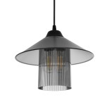 GloboStar® PROMO 203-0089 Μοντέρνο Κρεμαστό Φωτιστικό Καμπάνα Μονόφωτο 1 x E27 IP20 Μαύρο Πλαστικό - Μ25.5 x Π25.5 x Υ20cm