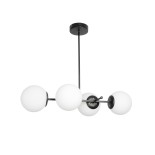 GloboStar® GLOBUS 203-0104 Μοντέρνο Φωτιστικό Οροφής Μπάλα Πολύφωτο 4 x E27 IP20 Μαύρο Μέταλλο με Λευκό Γυαλί - Μ70 x Π34 x Υ15cm