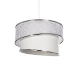 GloboStar® SONIA 203-0115 Μοντέρνο Κρεμαστό Φωτιστικό Καπέλο Μονόφωτο 1 x E27 IP20 Λευκό Ύφασμα με Ασημί Λεπτομέρεια -Μ30 x Π30 x Υ24 cm