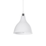 GloboStar® RADE 203-0126 Μοντέρνο Κρεμαστό Φωτιστικό Καμπάνα Μονόφωτο 1 x E27 IP20 Λευκό με Ασημί Πλαστικό - Μ18.5 x Π18.5 x Υ23cm