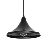 GloboStar® BELFRY 203-0078 Μοντέρνο Κρεμαστό Φωτιστικό Καμπάνα Μονόφωτο 1 x E27 IP20 Μαύρο Πλαστικό - Μ29.5 x Π29.5 x Υ21cm