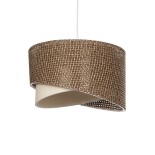 GloboStar® LILI 203-0177 Μοντέρνο Κρεμαστό Φωτιστικό Καπέλο Μονόφωτο 1 x E27 IP20 Σκούρο Καφέ & Μαύρο Ύφασμα - Μ30 x Π30 x Υ22cm