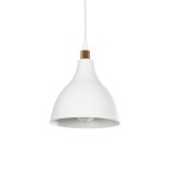 GloboStar® RADE 203-0125 Μοντέρνο Κρεμαστό Φωτιστικό Καμπάνα Μονόφωτο 1 x E27 IP20 Λευκό με Χρυσό Πλαστικό - Μ18.5 x Π18.5 x Υ23cm