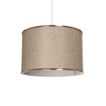 GloboStar® ELECTRA 203-0112 Μοντέρνο Κρεμαστό Φωτιστικό Καπέλο Μονόφωτο 1 x E27 IP20 Mπεζ Ύφασμα - Μ30 x Π30 x Υ23cm