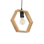GloboStar® ELISE 01429 Μοντέρνο Κρεμαστό Φωτιστικό Γεωμετρικό Σχήμα Μονόφωτο 1 x E27 IP20 Μπεζ Ξύλο - Μ26 x Π8 x Υ25cm