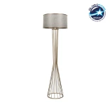 GloboStar® NOVA 201-0040 Μοντέρνο Επιδαπέδιο Φωτιστικό 1 x E27 IP20 Χρυσό Μεταλλό με Μπεζ Ύφασμα - Μ38 x Π38 x Υ155cm