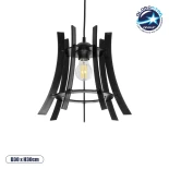 GloboStar® VIVIDUS 202-0029 Μοντέρνο Κρεμαστό Φωτιστικό Ανάρτηση Μονόφωτο 1 x E27 IP20 Μαύρο  - Μ30 x Π30 x Υ70cm