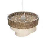 GLOBOSTAR® SIERA 203-0169 Μοντέρνο Κρεμαστό Φωτιστικό Οροφής με Ντουί 1 x E27 AC 220-240V IP20 - Καφέ & Μπεζ - Μ38 x Π38 x Υ26cm