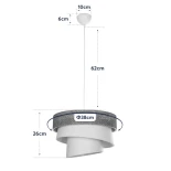 GloboStar® SIERA 203-0170 Μοντέρνο Κρεμαστό Φωτιστικό Καπέλο Μονόφωτο 1 x E27 IP20 Μαύρο & Λευκό Ύφασμα - Μ38 x Π38 x Υ26cm