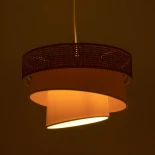 GloboStar® SIERA 203-0170 Μοντέρνο Κρεμαστό Φωτιστικό Καπέλο Μονόφωτο 1 x E27 IP20 Μαύρο & Λευκό Ύφασμα - Μ38 x Π38 x Υ26cm