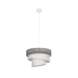 GloboStar® SIERA 203-0170 Μοντέρνο Κρεμαστό Φωτιστικό Καπέλο Μονόφωτο 1 x E27 IP20 Μαύρο & Λευκό Ύφασμα - Μ38 x Π38 x Υ26cm