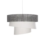 GloboStar® SIERA 203-0170 Μοντέρνο Κρεμαστό Φωτιστικό Καπέλο Μονόφωτο 1 x E27 IP20 Μαύρο & Λευκό Ύφασμα - Μ38 x Π38 x Υ26cm