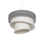 GloboStar® SIERA 203-0170 Μοντέρνο Κρεμαστό Φωτιστικό Καπέλο Μονόφωτο 1 x E27 IP20 Μαύρο & Λευκό Ύφασμα - Μ38 x Π38 x Υ26cm