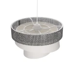 GloboStar® SIERA 203-0170 Μοντέρνο Κρεμαστό Φωτιστικό Καπέλο Μονόφωτο 1 x E27 IP20 Μαύρο & Λευκό Ύφασμα - Μ38 x Π38 x Υ26cm