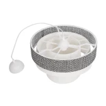 GloboStar® SIERA 203-0170 Μοντέρνο Κρεμαστό Φωτιστικό Καπέλο Μονόφωτο 1 x E27 IP20 Μαύρο & Λευκό Ύφασμα - Μ38 x Π38 x Υ26cm