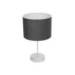 GloboStar® WIZ 203-0179 Μοντέρνο Επιτραπέζιο Φωτιστικό Μονόφωτο 1 x E27 IP20 Ασημί Μέταλλο Με Γκρι Καπέλο- Μ22 x Π22 x Υ36.5cm